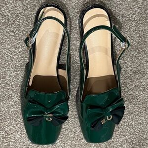 Paul Green Emerald Slingback Heels with Bow